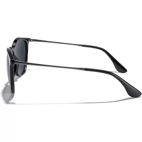 MERRYS Vintage Polarized Sunglasses for Women Men Retro Round Mirrored Lens Sun glasses UV400Black FrameBlack LensGrey Legs