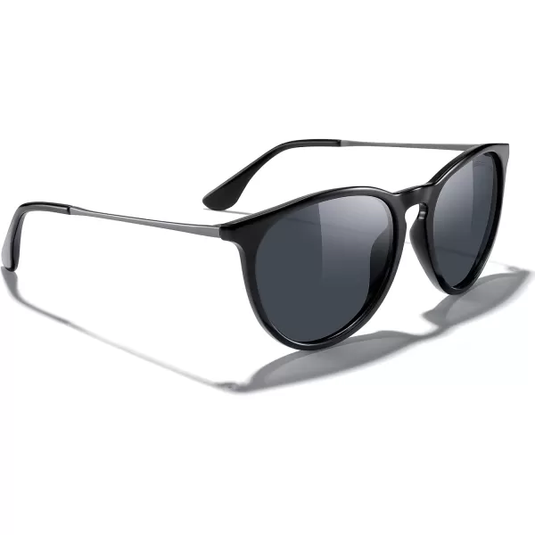 MERRYS Vintage Polarized Sunglasses for Women Men Retro Round Mirrored Lens Sun glasses UV400Black FrameBlack LensGrey Legs