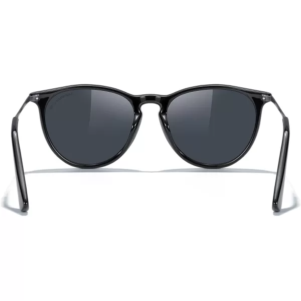 MERRYS Vintage Polarized Sunglasses for Women Men Retro Round Mirrored Lens Sun glasses UV400Black FrameBlack LensGrey Legs