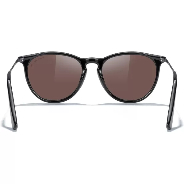 MERRYS Vintage Polarized Sunglasses for Women Men Retro Round Mirrored Lens Sun glasses UV400Black FrameBlue Mirror LensGrey Legs