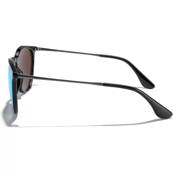 MERRYS Vintage Polarized Sunglasses for Women Men Retro Round Mirrored Lens Sun glasses UV400Black FrameBlue Mirror LensGrey Legs