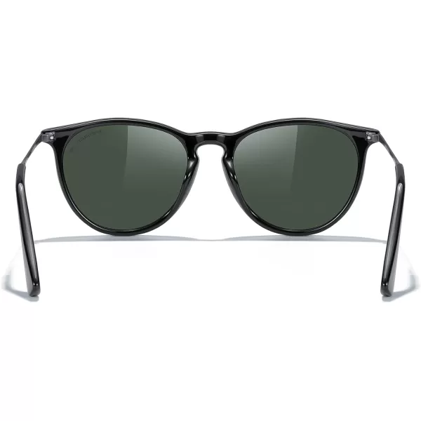 MERRYS Vintage Polarized Sunglasses for Women Men Retro Round Mirrored Lens Sun glasses UV400Black FrameG15 LensGrey Legs