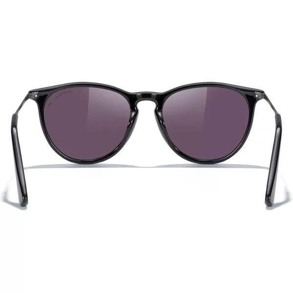 MERRYS Vintage Polarized Sunglasses for Women Men Retro Round Mirrored Lens Sun glasses UV400Black FrameGreen Mirror LensGrey Legs