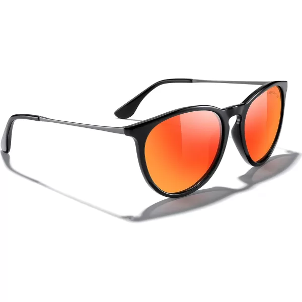 MERRYS Vintage Polarized Sunglasses for Women Men Retro Round Mirrored Lens Sun glasses UV400Black FrameRed Mirror LensGrey Legs