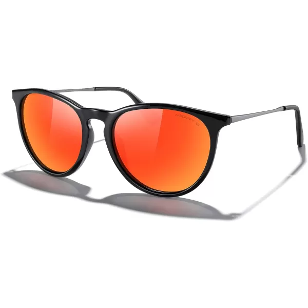 MERRYS Vintage Polarized Sunglasses for Women Men Retro Round Mirrored Lens Sun glasses UV400Black FrameRed Mirror LensGrey Legs