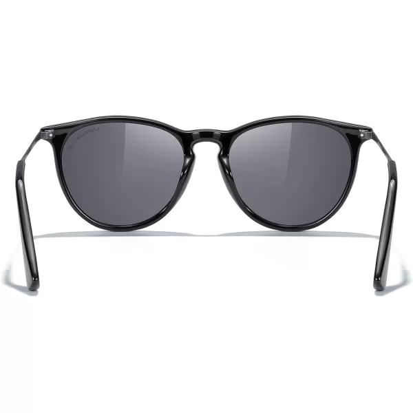 MERRYS Vintage Polarized Sunglasses for Women Men Retro Round Mirrored Lens Sun glasses UV400Black FrameSilver Mirror LensGrey Legs