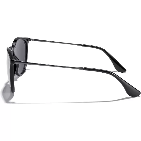 MERRYS Vintage Polarized Sunglasses for Women Men Retro Round Mirrored Lens Sun glasses UV400Black FrameSilver Mirror LensGrey Legs