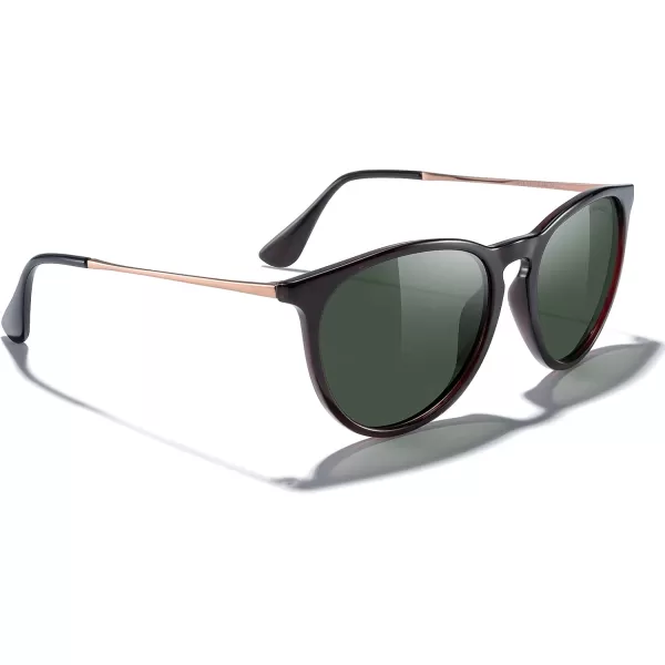 MERRYS Vintage Polarized Sunglasses for Women Men Retro Round Mirrored Lens Sun glasses UV400Brown FrameG15 LensGold Legs