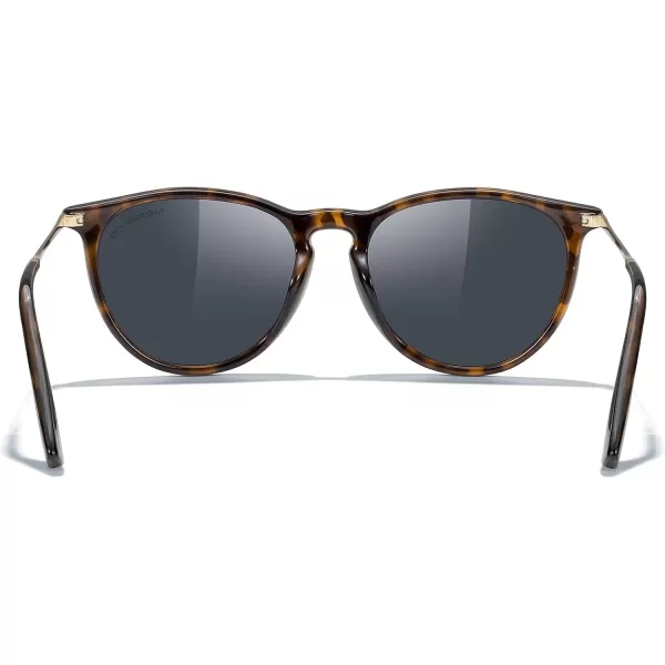 MERRYS Vintage Polarized Sunglasses for Women Men Retro Round Mirrored Lens Sun glasses UV400Leopard FrameBlack LensGold Legs