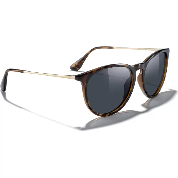 MERRYS Vintage Polarized Sunglasses for Women Men Retro Round Mirrored Lens Sun glasses UV400Leopard FrameBlack LensGold Legs
