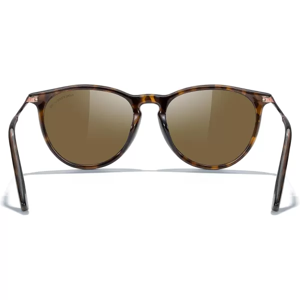 MERRYS Vintage Polarized Sunglasses for Women Men Retro Round Mirrored Lens Sun glasses UV400Leopard FrameBrown LensBrown Legs