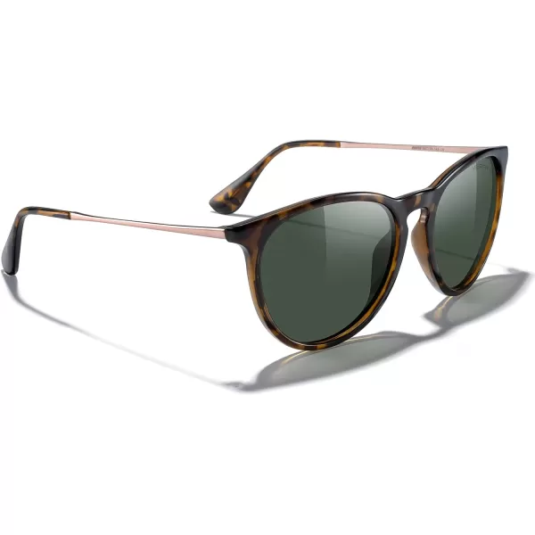 MERRYS Vintage Polarized Sunglasses for Women Men Retro Round Mirrored Lens Sun glasses UV400Leopard FrameG15 LensBrown Legs