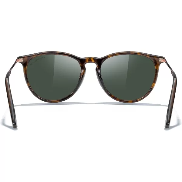MERRYS Vintage Polarized Sunglasses for Women Men Retro Round Mirrored Lens Sun glasses UV400Leopard FrameG15 LensBrown Legs