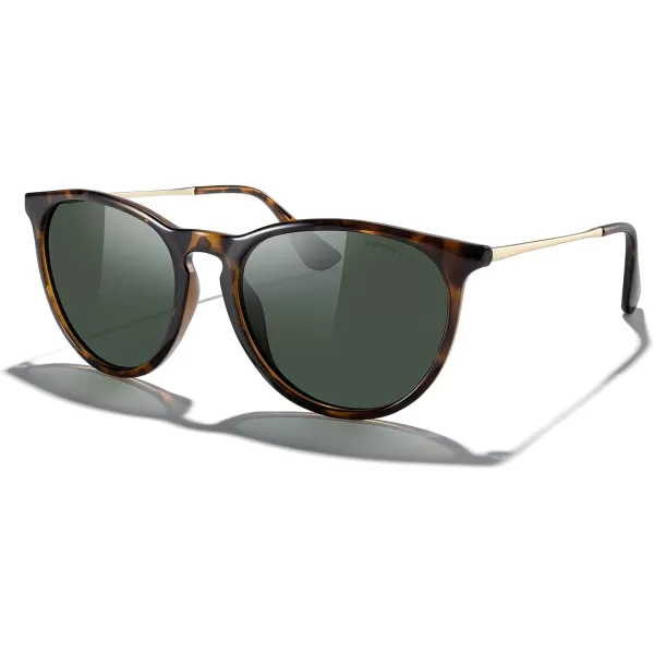 MERRYS Vintage Polarized Sunglasses for Women Men Retro Round Mirrored Lens Sun glasses UV400Leopard FrameG15 LensGold Legs