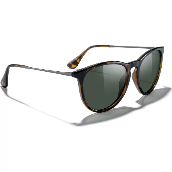 MERRYS Vintage Polarized Sunglasses for Women Men Retro Round Mirrored Lens Sun glasses UV400Leopard FrameG15 LensGrey Legs