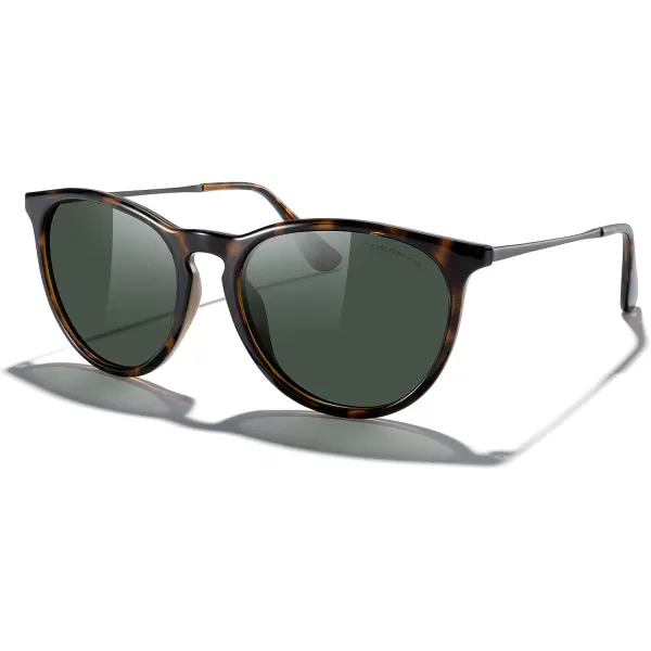 MERRYS Vintage Polarized Sunglasses for Women Men Retro Round Mirrored Lens Sun glasses UV400Leopard FrameG15 LensGrey Legs