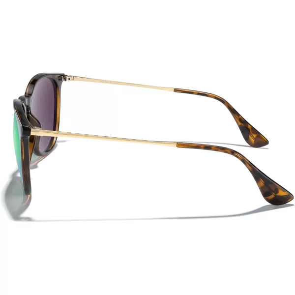 MERRYS Vintage Polarized Sunglasses for Women Men Retro Round Mirrored Lens Sun glasses UV400Leopard FrameGreen Mirror LensGold Legs