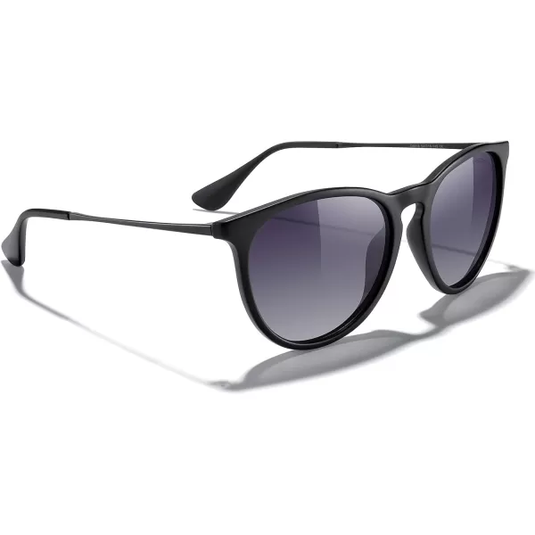 MERRYS Vintage Polarized Sunglasses for Women Men Retro Round Mirrored Lens Sun glasses UV400Matte Black FrameBlack Gradient LensBlack Legs