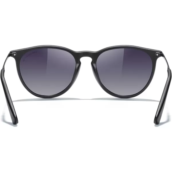 MERRYS Vintage Polarized Sunglasses for Women Men Retro Round Mirrored Lens Sun glasses UV400Matte Black FrameBlack Gradient LensBlack Legs