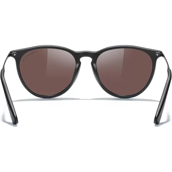 MERRYS Vintage Polarized Sunglasses for Women Men Retro Round Mirrored Lens Sun glasses UV400Matte Black FrameBlue Mirror LensBlack Legs