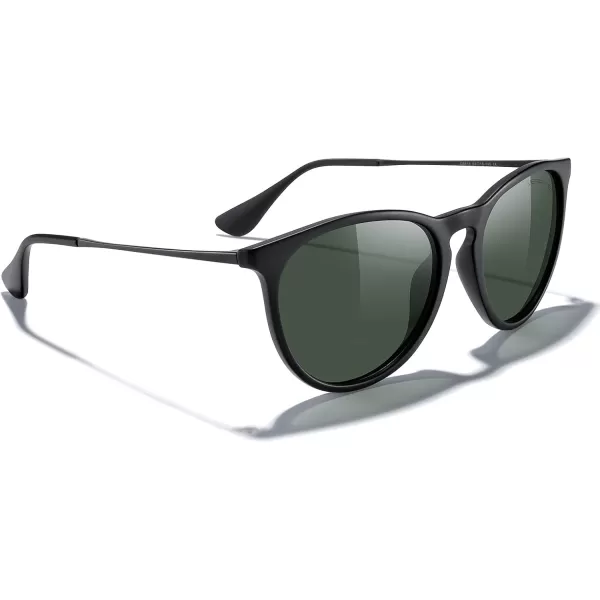 MERRYS Vintage Polarized Sunglasses for Women Men Retro Round Mirrored Lens Sun glasses UV400Matte Black FrameG15 LensBlack Legs