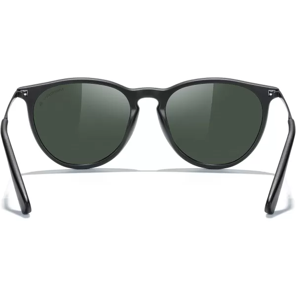 MERRYS Vintage Polarized Sunglasses for Women Men Retro Round Mirrored Lens Sun glasses UV400Matte Black FrameG15 LensBlack Legs