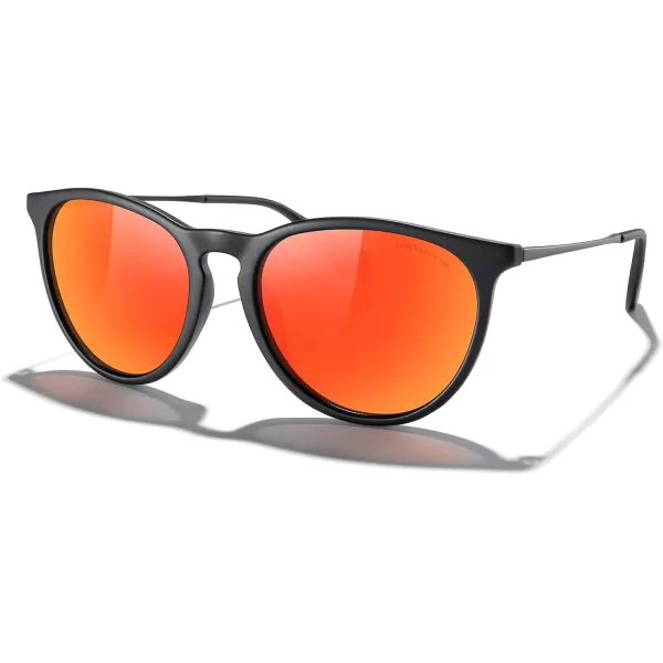 MERRYS Vintage Polarized Sunglasses for Women Men Retro Round Mirrored Lens Sun glasses UV400Matte Black FrameRed Mirror LensBlack Legs
