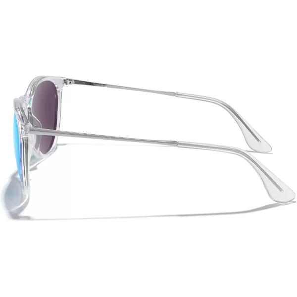 MERRYS Vintage Polarized Sunglasses for Women Men Retro Round Mirrored Lens Sun glasses UV400Transparent FrameGreen Mirror LensSilver Legs