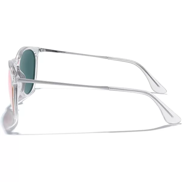 MERRYS Vintage Polarized Sunglasses for Women Men Retro Round Mirrored Lens Sun glasses UV400Transparent FramePink Mirror LensSilver Legs