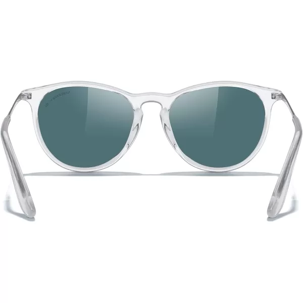 MERRYS Vintage Polarized Sunglasses for Women Men Retro Round Mirrored Lens Sun glasses UV400Transparent FramePink Mirror LensSilver Legs