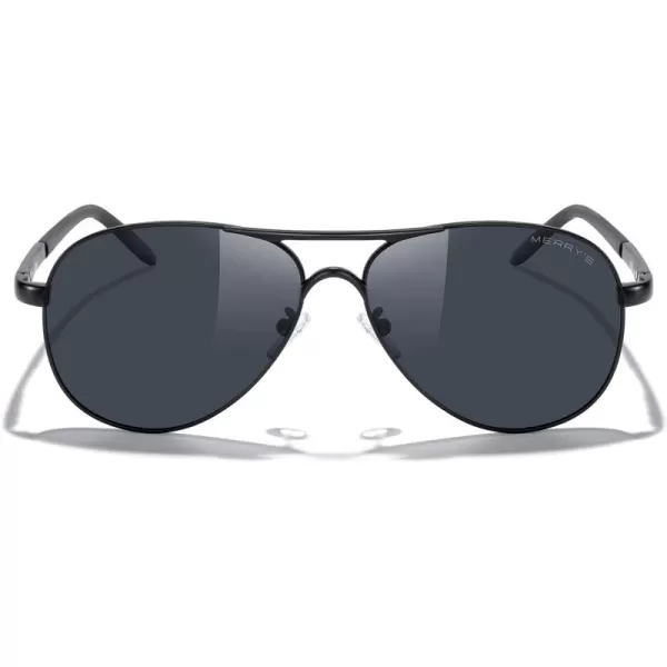 MERRYS Aviator Sunglasses For Men Women Polarized Driving Sun glasses UV400 Protection S8513Black FrameBlack BridgeBlack Lens