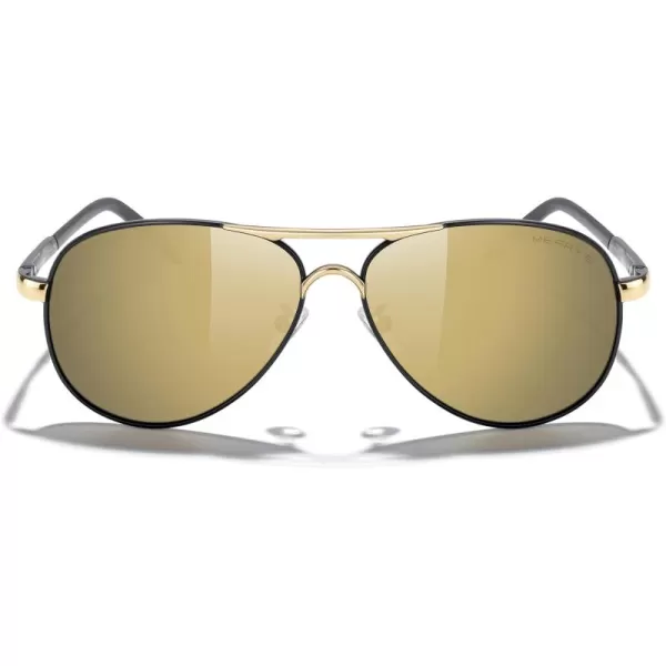 MERRYS Aviator Sunglasses For Men Women Polarized Driving Sun glasses UV400 Protection S8513Black FrameGold BridgeBrown Mirror Lens