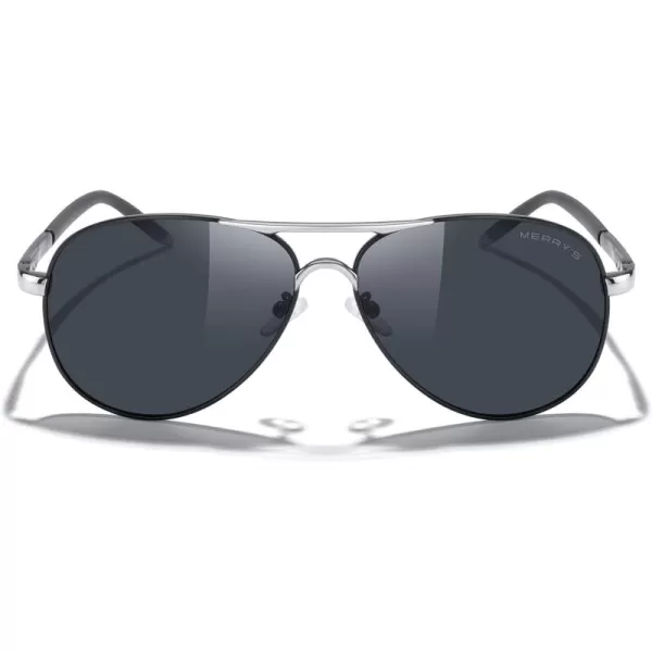 MERRYS Aviator Sunglasses For Men Women Polarized Driving Sun glasses UV400 Protection S8513Black FrameSilver BridgeBlack Lens