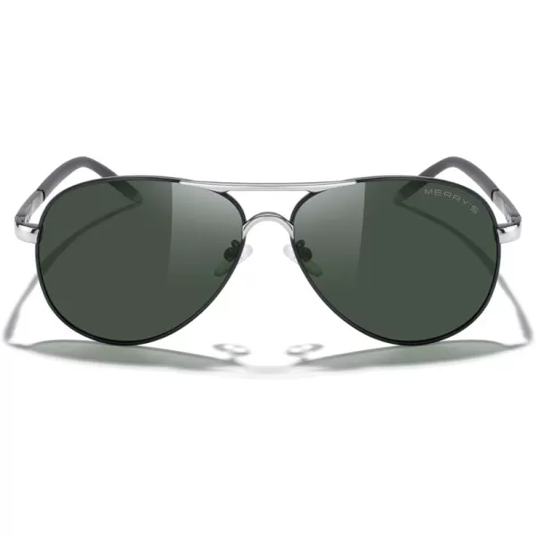 MERRYS Aviator Sunglasses For Men Women Polarized Driving Sun glasses UV400 Protection S8513Black FrameSilver BridgeG15 Lens