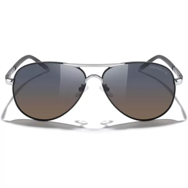 MERRYS Aviator Sunglasses For Men Women Polarized Driving Sun glasses UV400 Protection S8513Black FrameSilver BridgeGray Brown Lens