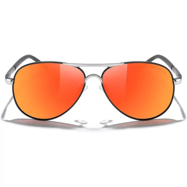 MERRYS Aviator Sunglasses For Men Women Polarized Driving Sun glasses UV400 Protection S8513Black FrameSilver BridgeRed Mirror Lens