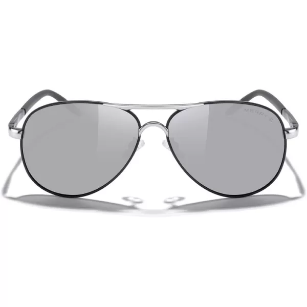 MERRYS Aviator Sunglasses For Men Women Polarized Driving Sun glasses UV400 Protection S8513Black FrameSilver BridgeSilver Mirror Lens