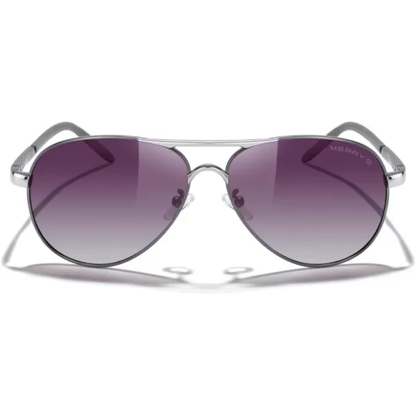MERRYS Aviator Sunglasses For Men Women Polarized Driving Sun glasses UV400 Protection S8513Gray FrameSilver BridgePurple Gradient Lens