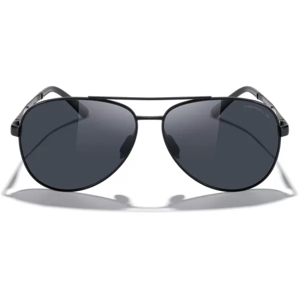 MERRYS Aviator Sunglasses for Men Women  Polarized Driving Sun glasses Mirrored Lens UV 400 Protection 58 MMBlack FrameBlack Lens