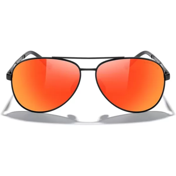 MERRYS Aviator Sunglasses for Men Women  Polarized Driving Sun glasses Mirrored Lens UV 400 Protection 58 MMBlack FrameRed Mirror Lens