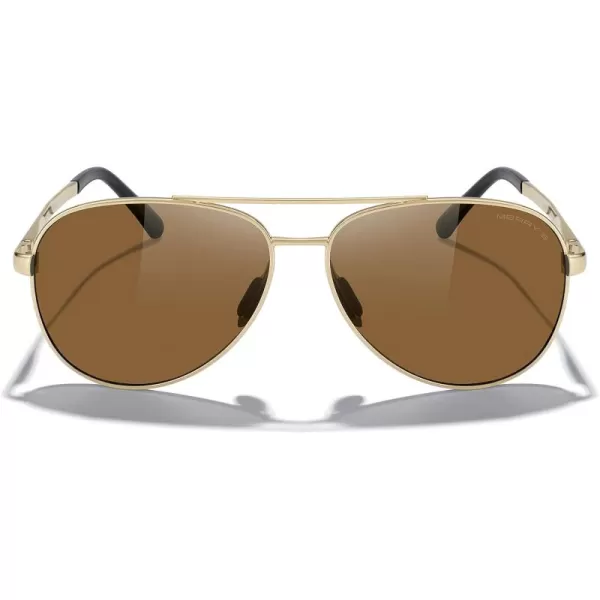 MERRYS Aviator Sunglasses for Men Women  Polarized Driving Sun glasses Mirrored Lens UV 400 Protection 58 MMGold FrameBrown Lens