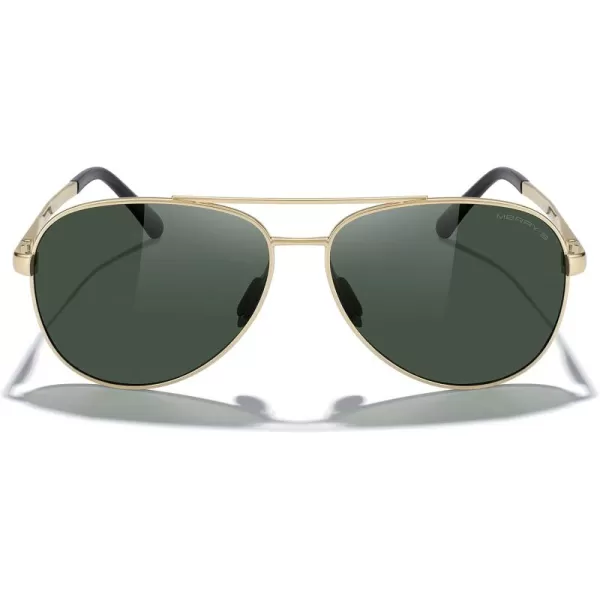 MERRYS Aviator Sunglasses for Men Women  Polarized Driving Sun glasses Mirrored Lens UV 400 Protection 58 MMGold FrameG15 Lens