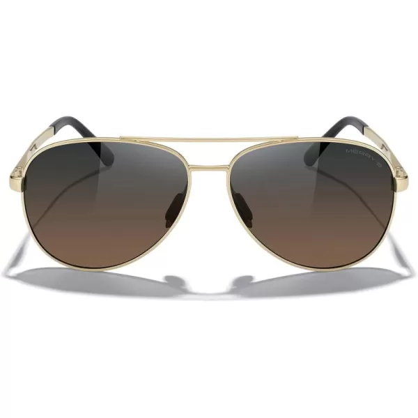 MERRYS Aviator Sunglasses for Men Women  Polarized Driving Sun glasses Mirrored Lens UV 400 Protection 58 MMGold FrameGray Brown Lens