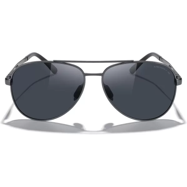 MERRYS Aviator Sunglasses for Men Women  Polarized Driving Sun glasses Mirrored Lens UV 400 Protection 58 MMGray FrameBlack Lens