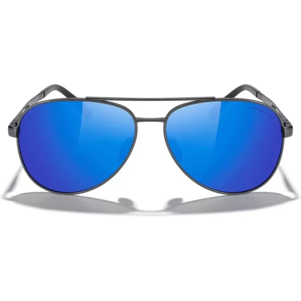 MERRYS Aviator Sunglasses for Men Women  Polarized Driving Sun glasses Mirrored Lens UV 400 Protection 58 MMGray FrameBlue Mirror Lens