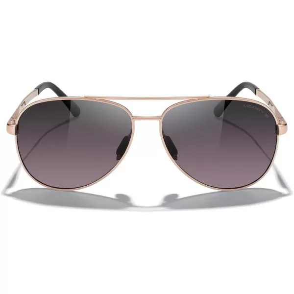MERRYS Aviator Sunglasses for Men Women  Polarized Driving Sun glasses Mirrored Lens UV 400 Protection 58 MMRose Gold FrameGray Purple Lens
