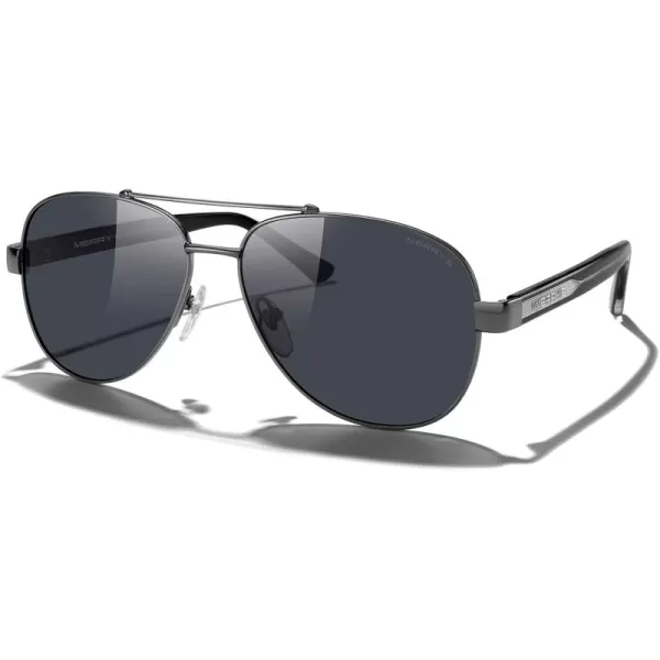 MERRYS Aviator Sunglasses for Men Women Polarized Shades Acetate Temple S8528Gray FrameBlack LensBlacksivler Temples
