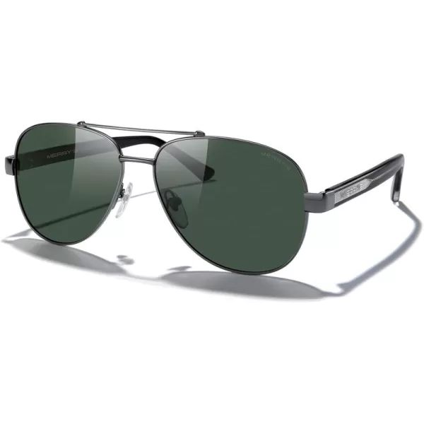 MERRYS Aviator Sunglasses for Men Women Polarized Shades Acetate Temple S8528Gray FrameG15 LensBlacksivler Temples