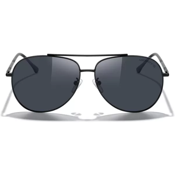 MERRYS Aviator Sunglasses for Women Men Polarized Mirror Lens with Case  Polarized Driving Sun glasses 60 MMBlack FrameBlack Lens