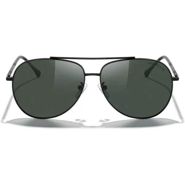 MERRYS Aviator Sunglasses for Women Men Polarized Mirror Lens with Case  Polarized Driving Sun glasses 60 MMBlack FrameG15 Lens